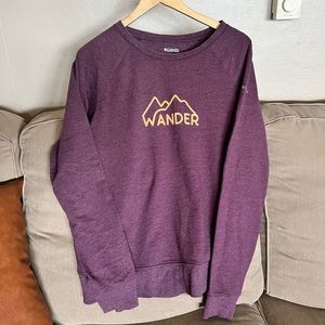 New Columbia Wander Round Neck Pullover Sweatshirt | Heather Plum | Gold | XL